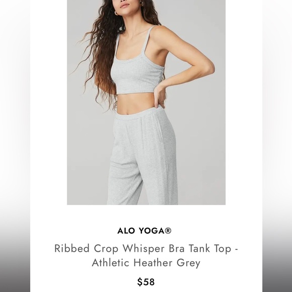 ALO Yoga Ribbed Crop Whisper Bra Tank - Picture 5 of 8